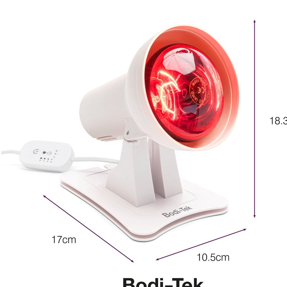 Bodi-Tek BT-LAMH infraroodlamp 150W met witte standaard en rode gloed