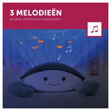 ZAZU Cody Krab projector met 3 melodieën oceaan hartslag en slaapliedjes