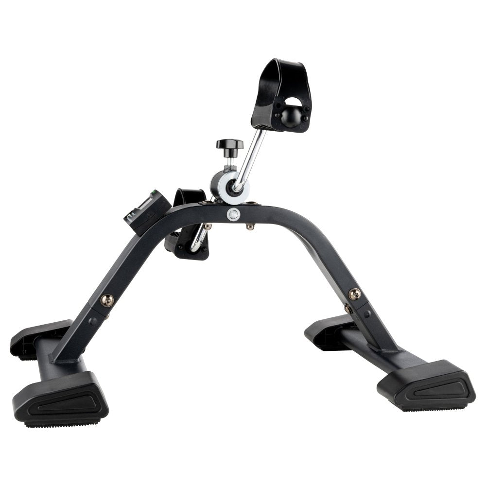 Compacte zwarte Tunturi Mini Bike Pro met gepoedercoat frame en rubberen voetplaten