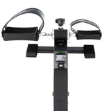 Tunturi Mini Bike Pro bovenaanzicht met display, weerstandsknop en symmetrische pedalen