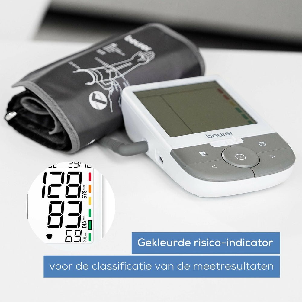 Beurer bloeddrukmeter met vergroot venster display en gekleurde risico-indicator