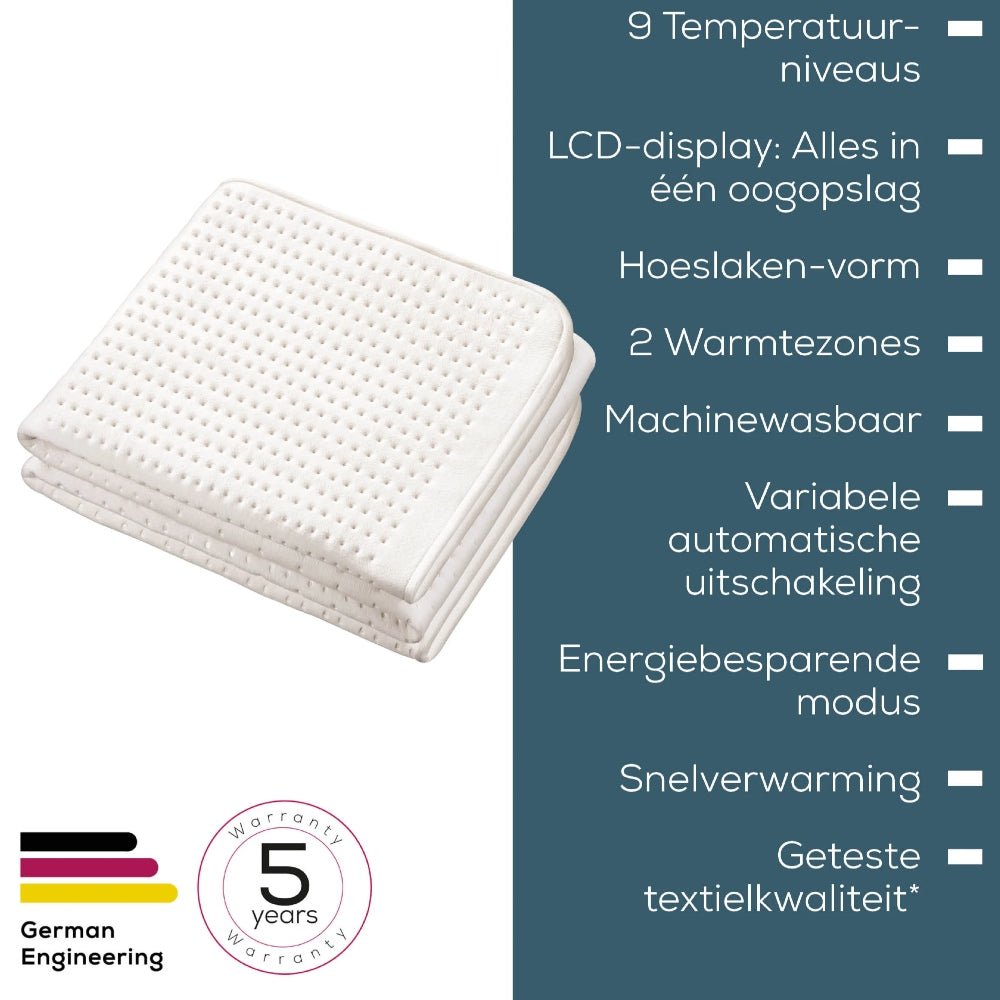 Beurer UB 101 onderdeken met 9 niveaus, snelverwarming en 5 jaar garantie