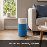 Blueair Blue Pure 411 blauwe luchtreiniger in woonkamer