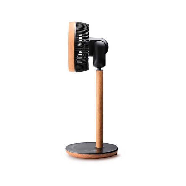 Zwarte vloerventilator CA-408 Smart Wood design met houten stam en metalen hoofd