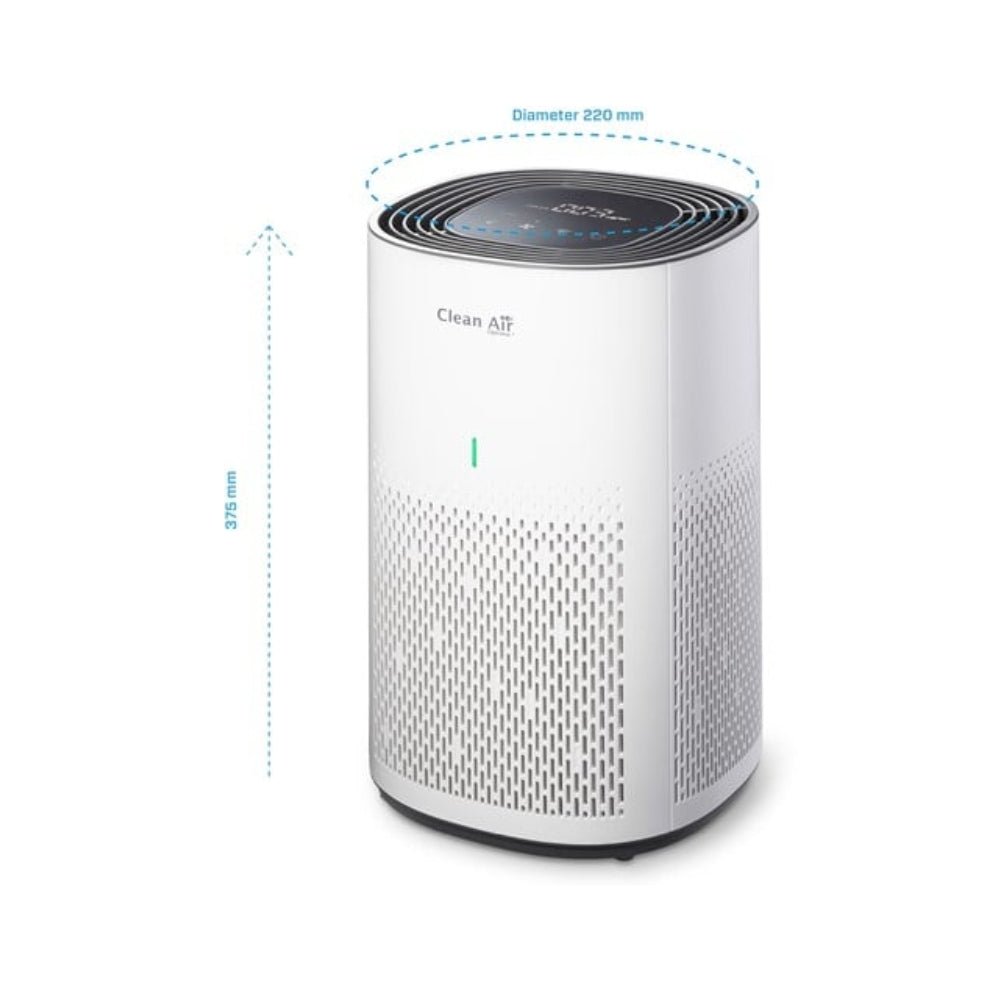 Afmetingen Clean Air Optima CA-505 luchtreiniger: 220x375 mm in wit