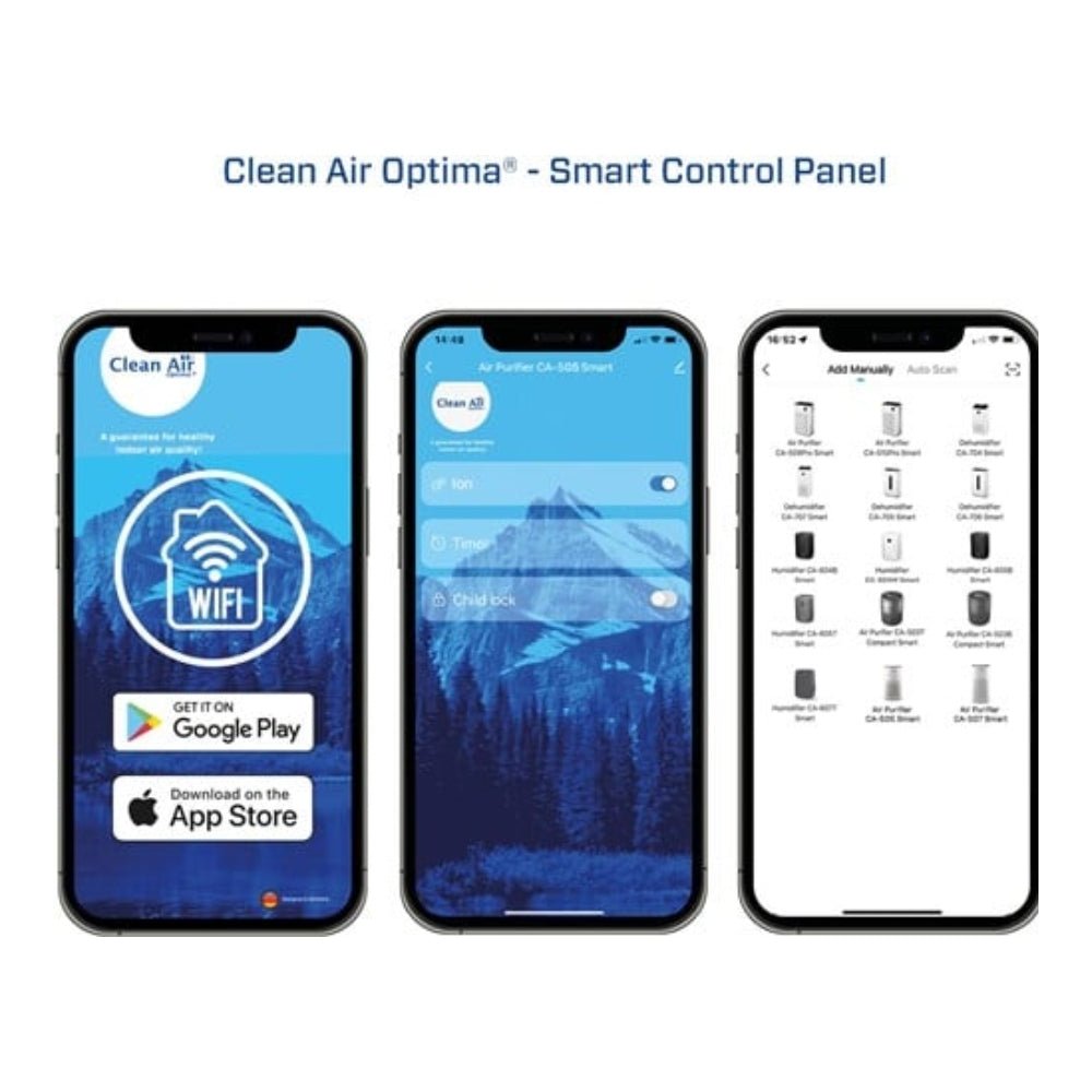 Smart Control Panel app voor Clean Air Optima met timer en kinderslot