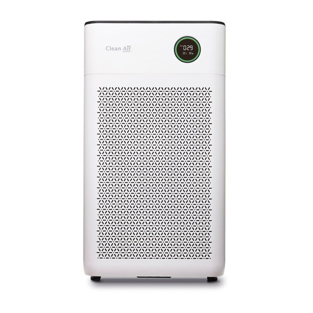 Frontaal beeld Clean Air Optima CA-510Pro luchtreiniger met groen omrand digitaal display