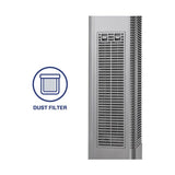 Zijzicht Clean Air Optima ventilatorkachel met horizontaal rooster en stoffilter