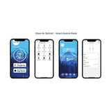 Clean Air Optima Smart Control Panel app scherm met temperatuur en oscillatie instellingen