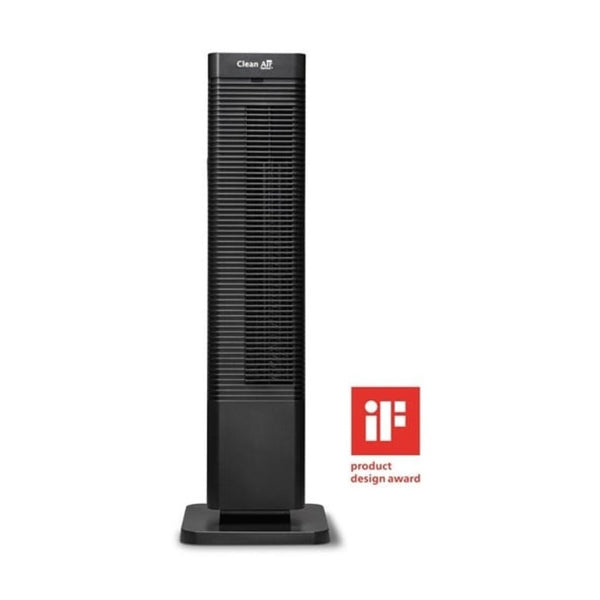 Clean Air Optima ventilatorkachel zwart iF design award winnaar met logo