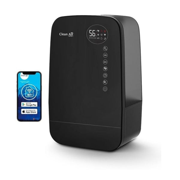 Clean Air Optima - CA-607B Smart - luchtbevochtiger - tot 65 m² - kleur zwart - vooraanzicht met app- shopvoorgezondheid