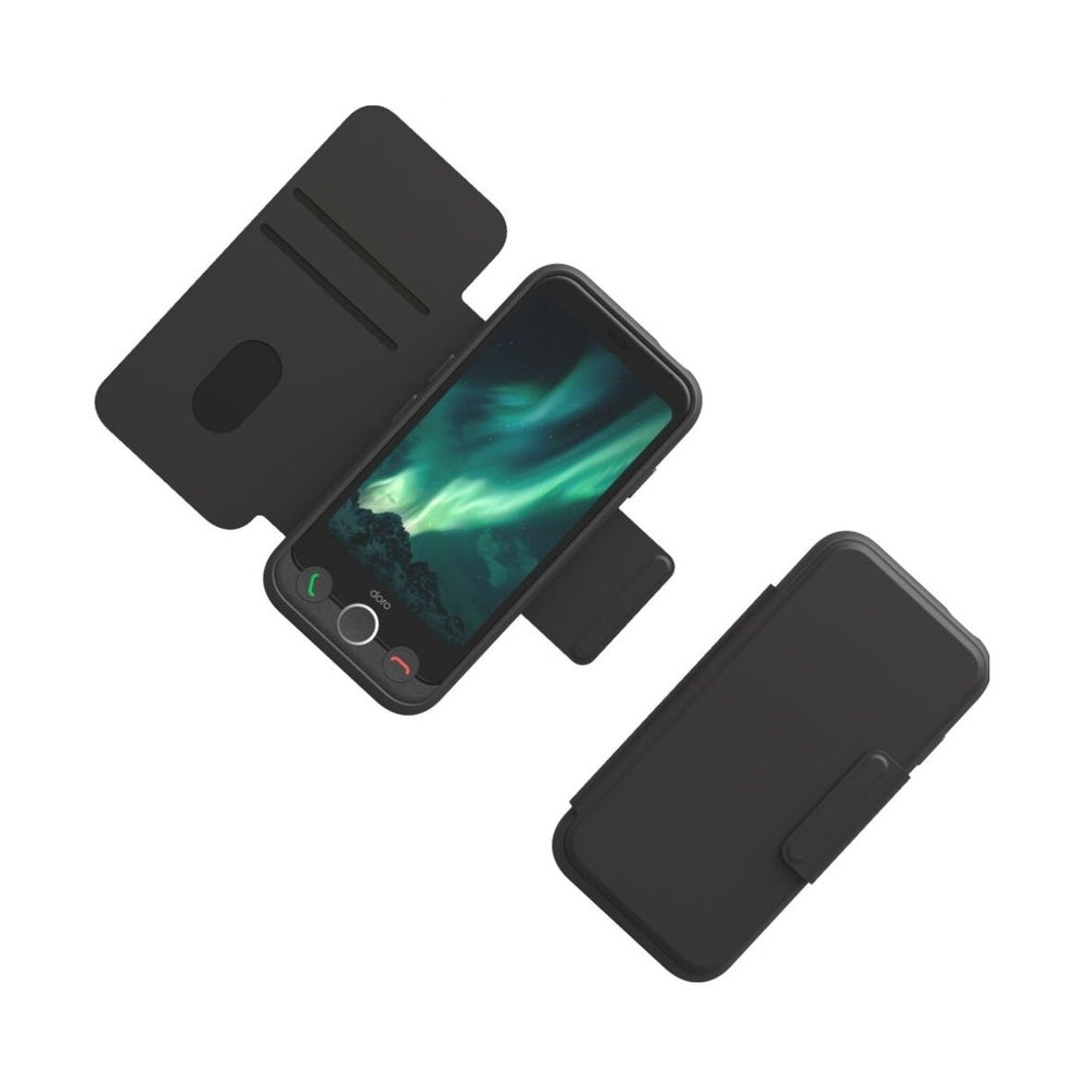 Zwart flipcase Doro Aurora A10 met kaartsleuven en magnetische sluiting