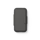 Donkergrijze Doro wallet case voor Leva L10 en X10 met klittenbandsluiting