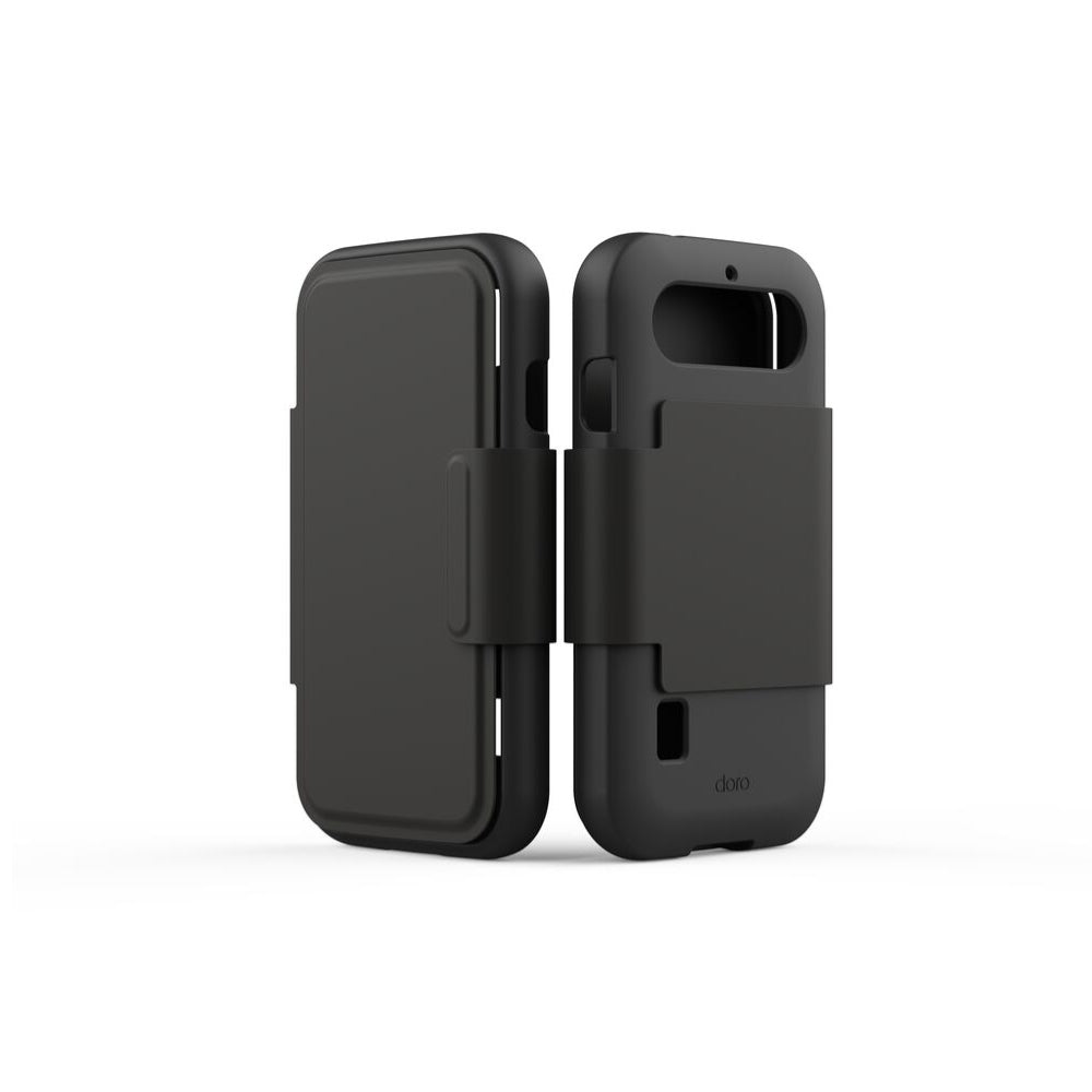 Doro wallet case voor Leva telefoons met mat oppervlak en zichtbaar Doro logo