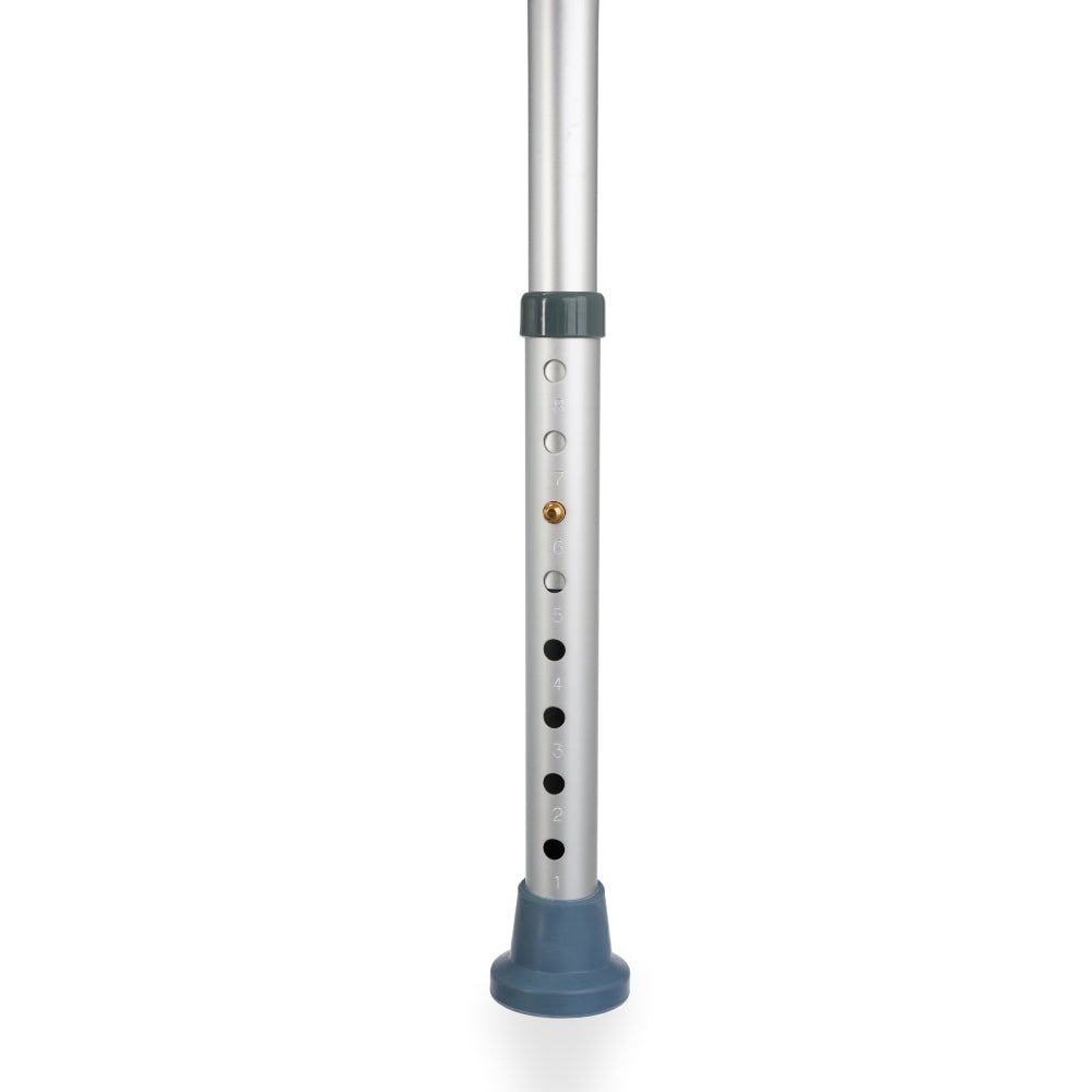 Close-up verstelbare aluminium poot met antislip dop