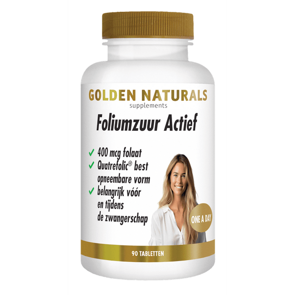 Golden Naturals - Foliumzuur Actief - 90 Veganistische tabletten - GN647 - Shopvoorgezondheid