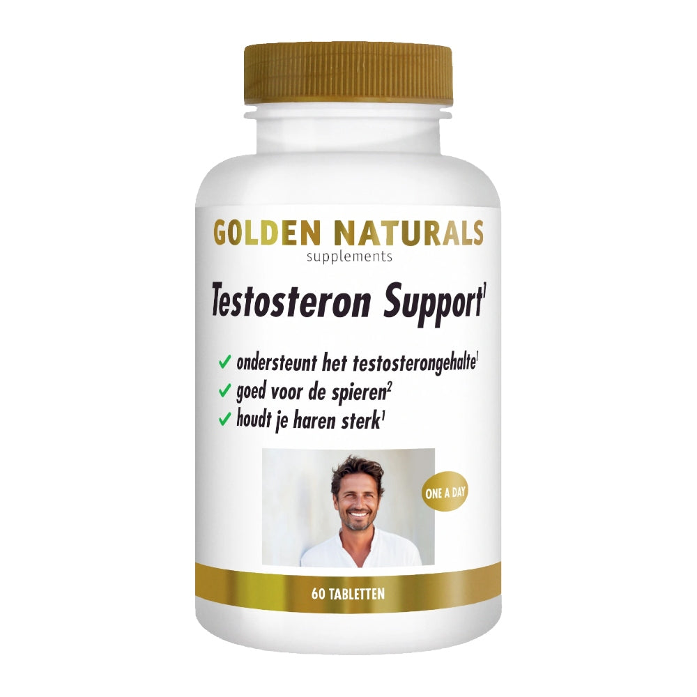 Golden Naturals Testosteron Support fles met 60 veganistische tabletten
