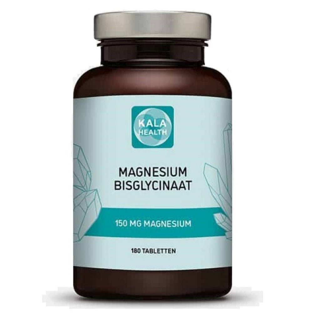 Kala Health Magnesium Bisglycinaat 150 mg tabletten in bruine fles met 180 stuks