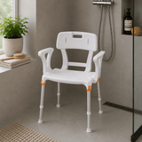 Witte King douchestoel met rugsteun, armleuningen en antislip poten