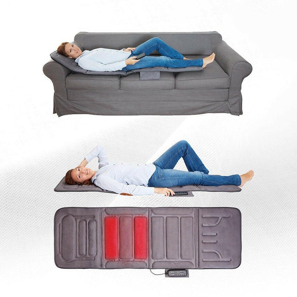 Grijze Lanaform massagekussen met warmtefunctie, vibraties en afstandsbediening voor nek, rug en benen
