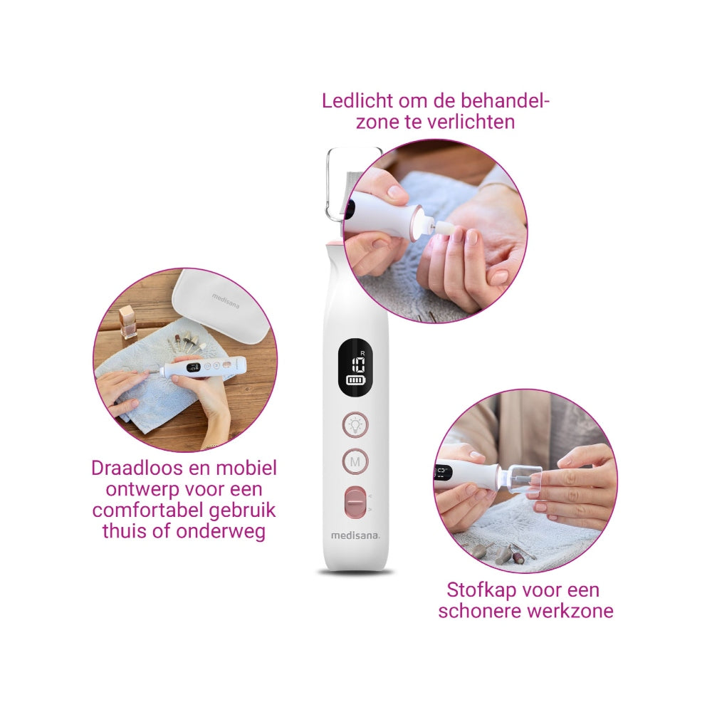 Medisana MP 940 manicure- en pedicureset met LED-verlichting, LCD-display en stofkap