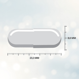 Close-up van grijze ovale vega-capsule Multi Gold met afmetingen 23,3 x 8,6 mm