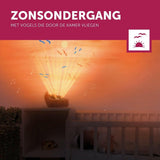 Babyprojector Zazu met zonsondergang projectie en vliegende vogels