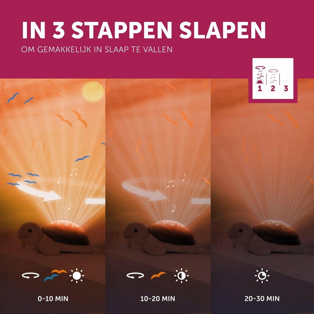 Infographic 3 stappen slapen programma voor babyprojector