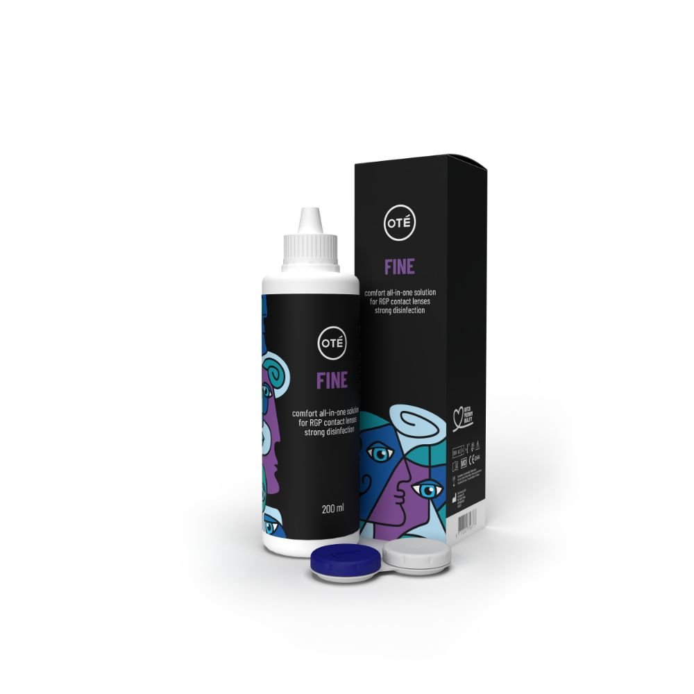 Oté Fine RGP lenzenvloeistof 200ml inclusief blauwe en witte contactlenzenhouder