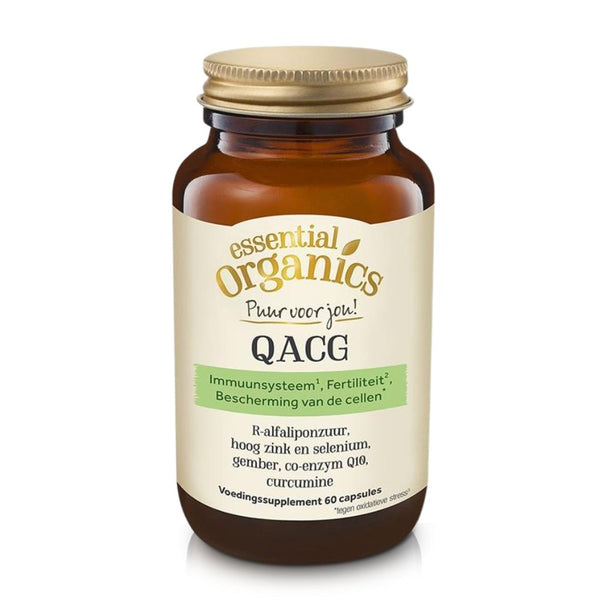 Essential Organics QACG multivitamine met Q10 en antioxidanten voor immuunsysteem in bruine fles