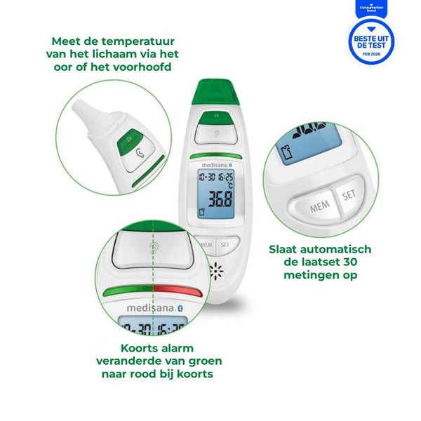 Medisana TM 750 infrarood-thermometer - MED76140- belangrijkste functies - Shopvoorgezondheid