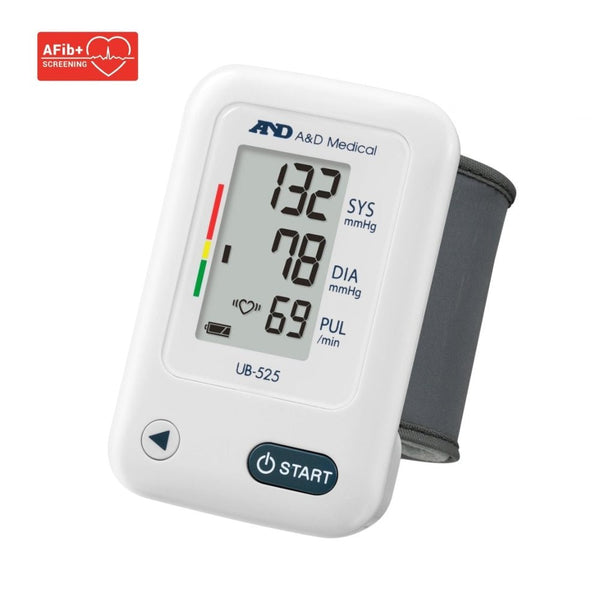 AND UB-525 Polsbloeddrukmeter- vooraanzicht - met afib- shopvoorgezondheid