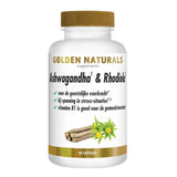 Ashwagandha en Rhodiola complex capsules van Golden Naturals met vitamine B1 tegen stress