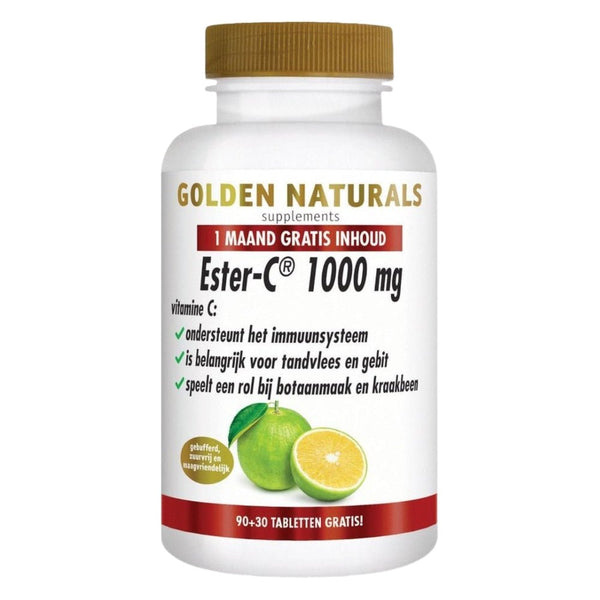 Golden Naturals = Ester-C 1000 mg - voordeelpot 90+30 |-Shopvoorgezondheid