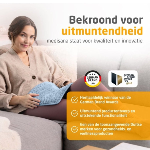 Medisana HP 517 warmtekussen - dame op de bank - Duitse kwaliteit- shopvoorgezondheid
