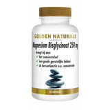 Golden Naturals Magnesium Bisglycinaat 250 mg capsules in witte fles met gouden dop voor zenuwstelsel en geestelijke balans