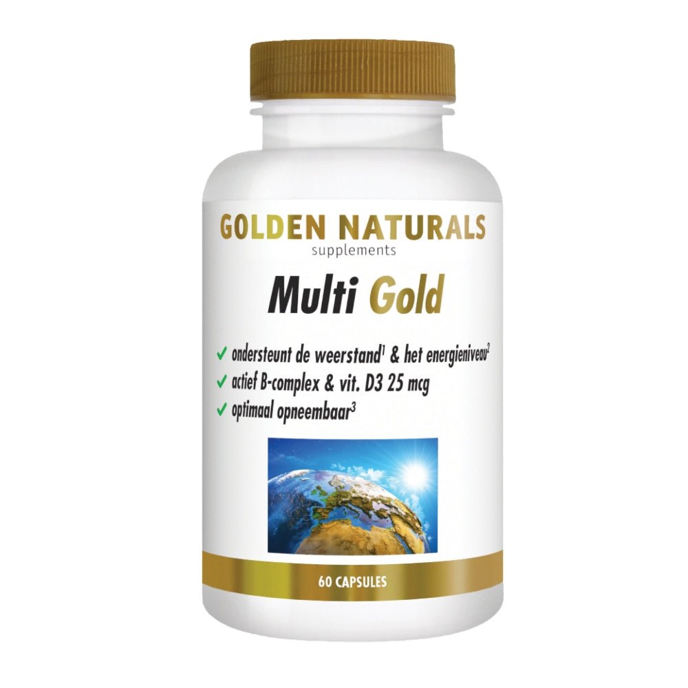 Golden Naturals Multi Gold vega-capsules in pot met 60 stuks voor weerstand en energie
