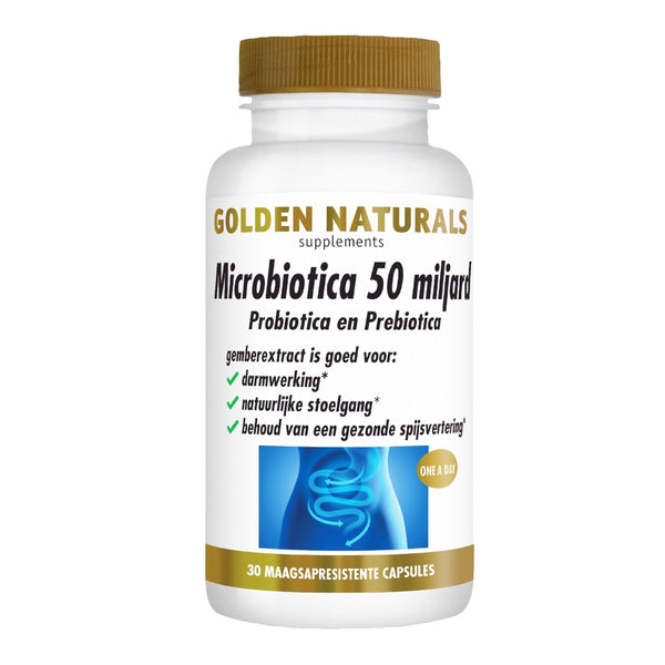 Golden Naturals Microbiotica 50 miljard probiotica in maagsapresistente capsules, 30 stuks