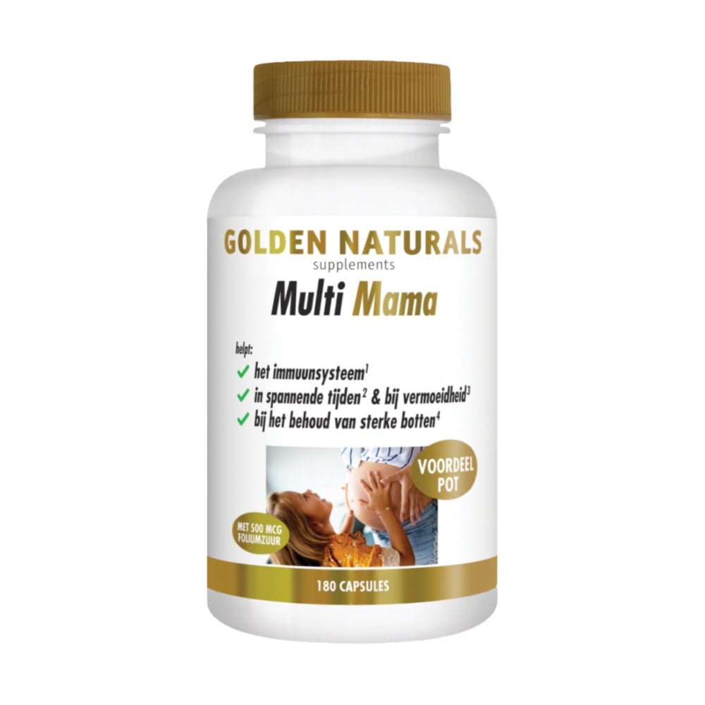 Golden Naturals Multi Mama multivitamine voor zwangere vrouwen, 180 vegan capsules met foliumzuur en ijzer