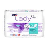 Seni Lady Slim EXTRA incontinentieverband verpakking 15 stuks met brede plakstrip en anatomische pasvorm