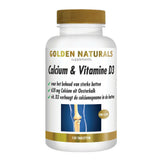 Golden Naturals Calcium & Vitamine D3 supplementen 120 tabletten fles met gouden dop en etiket