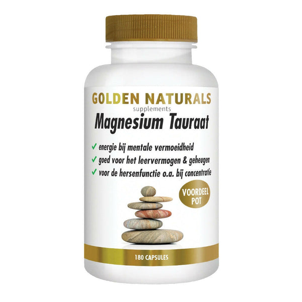 Golden Naturals - Magnesium Tauraat - 180 capsules - GN642 - Shopvoorgezondheid