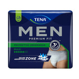 Verpakking Tena Men Premium Fit maxi voor zwaar urineverlies, donkerblauw met groene accenten