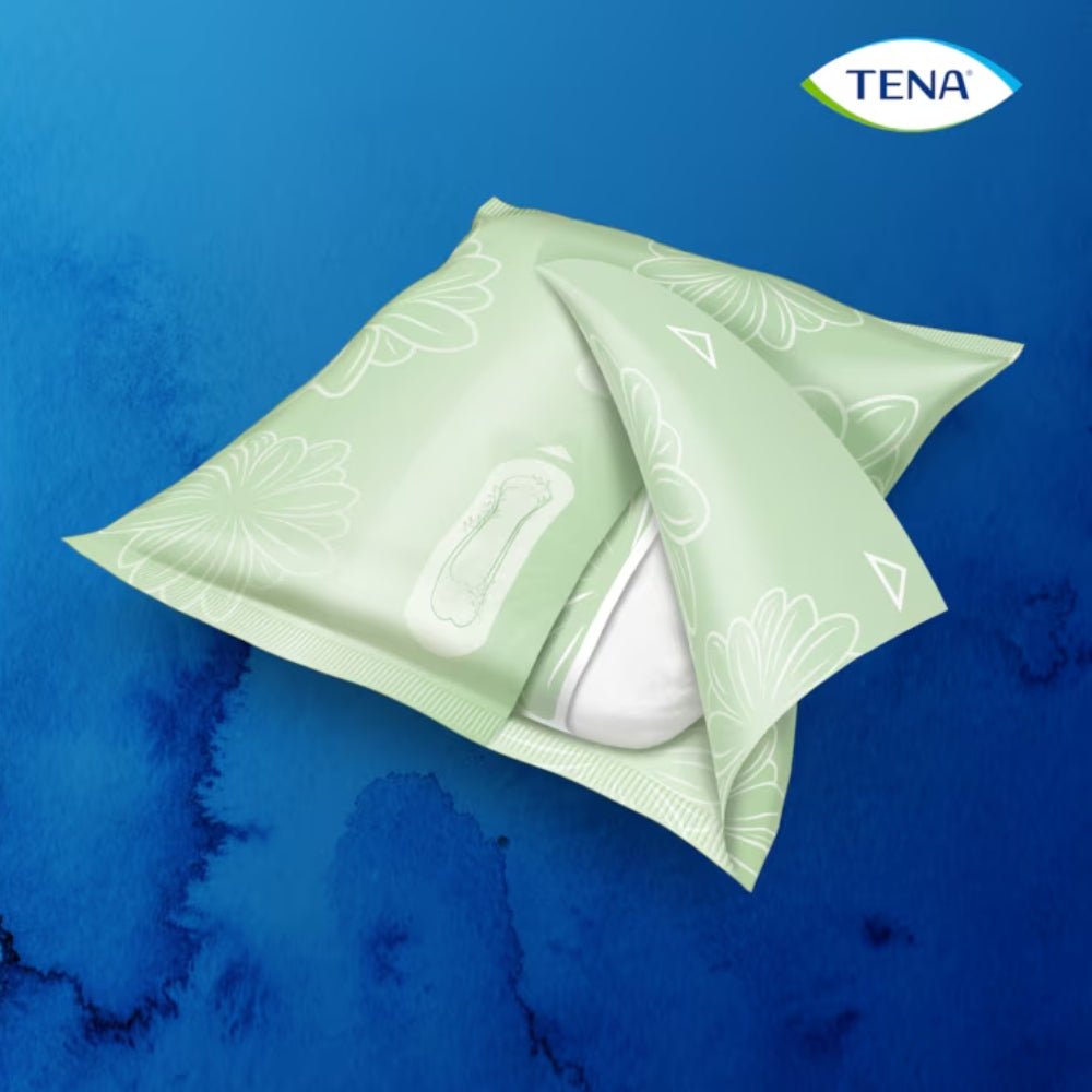 TENA Discreet Normal verpakt pakje met witte bloemen en los verband