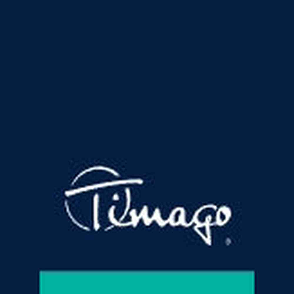 Timago logo op donkerblauwe achtergrond