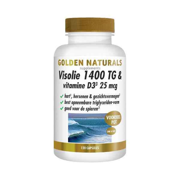 Golden Naturals - Visolie 1400 tg & vitamine D3 - 120 capsules- Shopvoorgezondheid