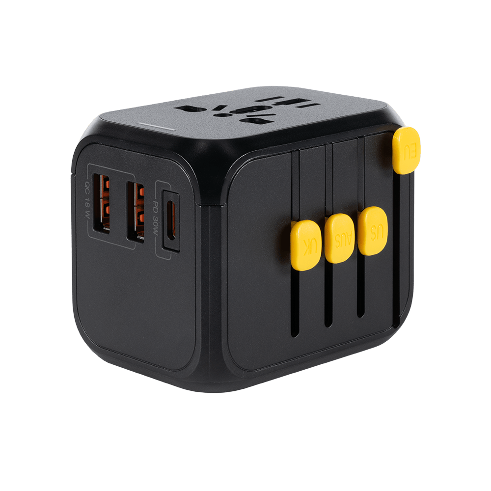 Waka Waka reisstekker USB-C PD 30W en QC 18W poorten met UK/AUS/US adapters