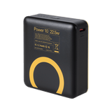 Achterkant zwarte Waka Waka Power 10 powerbank met geel label, certificeringen en geribbelde zijkant