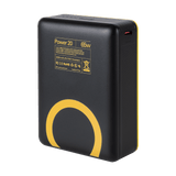 Zwarte Waka Waka powerbank met geribbelde zijkant en USB-C poort
