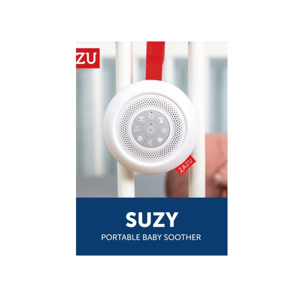 Zazu Suzy witte ronde slaaptrainer met zes geluidsiconen en ZAZU label